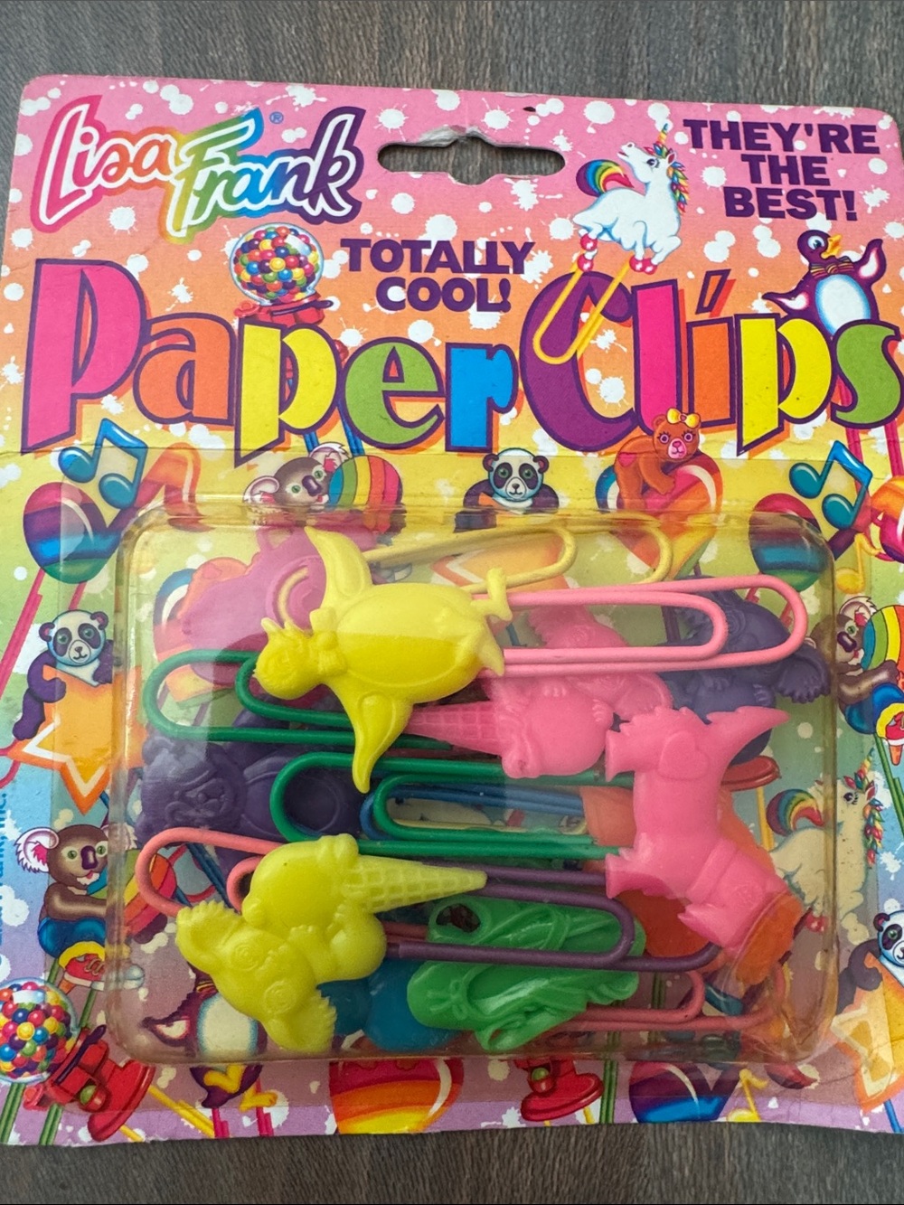 New old Stock Vintage Lisa Frank Rainbow Paper Clips - Bright Multicolor Shapes